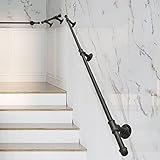 Schwarze Handlauf für Treppen - Support Kit 30 cm-600 cm schmiedeeisen innen treppenloch bunt metall wasserpfeilentwicklung treppenhaus länder handschienen | Greiferschiene im Freien. ( Size : 570cm )