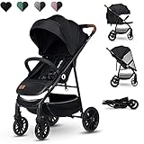 Lionelo Zoey Kinderwagen Buggy bis zu 15 kg XXL-Verdeck mit Sonnenschutz Liegeposition Fußstützenverstellung EVA Schaumstoffräder Moskitonetz zusammenklappbar (Schwarz)