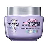 L'Oréal Paris Elvital feuchtigkeitsspendende Haarmaske für glänzendes Haar, Intensivkur mit Hyaluron für einen Feuchtigkeitsboost, Hydra Hyaluronic, 300