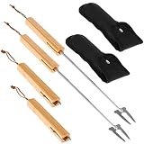 bremermann Teleskop-Grillgabel 4er Set // inkl. Tasche // Edelstahl & Bambus // ausziehbar für Marshmallow und Wü
