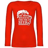 Weihnachten & Silvester Geschenke Party Deko - Its The Most Wonderful time for a Beer Vintage - weiß - L - Feuerrot - Fun - BCTW071 - Langarmshirt D