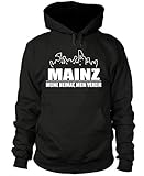 shirtloge - Mainz - Fanblock - Meine Heimat, Mein Verein - Fussball Fan Kapuzenpullover - Schwarz - Größe 3XL