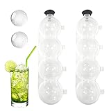 Ice Cubes, 2 Pieces Ice Ball Mould, 4 Cavity With Lid, Ice Ball Cube Maker For Whiskey, Cocktail, J