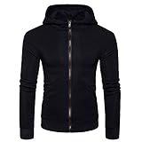 SJLMP Herren Sweatshirtjacke monochromes Kapuzensweatshirt langärmeliger Reißverschluss Hoodie atmungsaktive Herren Sportjacke Bequeme Strickjacke enganlieg