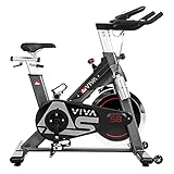 AsVIVA Indoor Cycle S8 Pro, Speed-Bike mit Bluetooth App Kontrolle, Fitnessbike, Heimtrainer (inkl. Klickpedale), Riemenantrieb