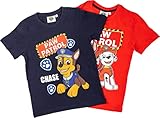 PAW PATROL - Jungen T-Shirt Chase + Marshall - Doppelpack, Farbe:Blau & Rot, Größe:98/104