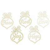 CYGG 6pcs Weihnachten Holz Anhänger aushöhlen Buchstaben Gravur Ornament Weihnachtsbaum hängen Anhänger DIY Handwerk, Halloween Dekorationen, Weihnachtsdekorationen, zum Dekorieren von Höfen, I
