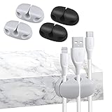 Kabelhalter Selbstklebend, FMMNQ 4 Stück Kabelclips mit 3 Steckplätzen Vielzwecke Kabelführung, Kabel Organizer für Schreibtisch, USB Ladekabel, Netzkabel, USB Ladekabel, Audiokab