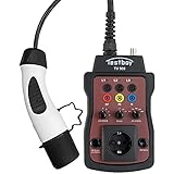 Testboy TV 900 Ladesäulenadapter zur Prüfung von Typ-2 Ladesäulen (Installationstester oder Multimeter anschließbar, integrierte LED, eingebaute Schuko-Steckdose mit Phasenumschaltung), Schwarz/R