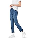 Amazon-Marke: find. Damen Straight Cut-Jeans mit mittlerem Bund, Blau (Mid Wash), XX-Larg