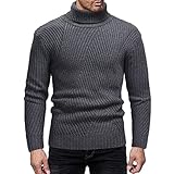 QWERD Herren Rollkragenpullover Grobstrick Pullover Einfarbig Strickpullover Rollkragen Männer Grob Strick Winterpullover Pulli Herren Turtleneck Warmer Rollkragenpullover Herbst Baumwolle Sw