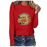 Damen-Pullover, Sweatshirt, Übergröße, lässig, Blätterdruck, O-Ausschnitt, langärmlig, T-Shirt mit Batikfärbung, lockere Passform, T-Shirt, A89_rot, S
