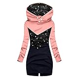 JiJiRuDU Mode Kapuzenjacke Sweatshirt Damen, Kapuzenjacke Eleganter Druck Lange Jacke Mäntel Plus Size Tops (Pink, M)