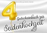 Gutscheinbuch zur Seidenhochzeit: Blanko Gutscheinheft für die Seidene Hochzeit (4 Jahre) zum Personalisieren, 20 Gutscheine als Geschenk für das Ehepaar oder den Partner zum vierten Hochzeitstag