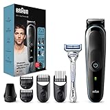 Braun Multi-Grooming-Kit 3, 7-in-1 Barttrimmer und Haarschneider Herren, Trimmer/Haarschneidemaschine, für Gesichts- und Kopfhaare, 5 Aufsätze, MGK3342, schwarz/b