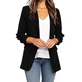 MRULIC Damen Blazer Mantel Frauen Lange Schlanke Arbeitsjacke Schulterjacke Elegant Cardigan Langarmshirt Strickmantel Einfarbig Arbeitskleidung Mit Einem Knop