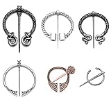 6 Pcs Keltischer Brosche Vintage Wikinger Broschen Schal Mantel Pins Schal Schnalle Brosche Mittelalter Schmuck Schließe Brosche für Männer Frauen, (Antike Waschung und antikes Kupfer)