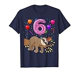 6 Jahre alte Geschenke zum 6. Geburtstag Mädchen Party niedliches Faultier Liebhaber T-S