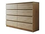 Kommode mit 8 Schubladen Malwa M8, Mehrzweckschrank, Diele, Flur, Anrichte, Sideboard, Highboard, Wohnzimmer, Esszimmer (Sonoma)