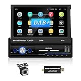 1 Din Autoradio mit Android 9.1 DAB+ Navigation, 7 Zoll Bluetooth Autoradio Ausfahrbares Touchscreen Phonelink für Android/IOS WiFi GPS Navigation FM Radio 2USB AUX IN 12 LED Rückfahrk