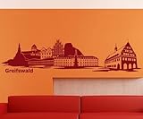 Wandtattoo Skyline Greifswald Wohnzimmer XXL Aufkleber Deutschland Stadt 1M169, Farbe:Dunkelgrün Matt;Länge des Motives:100