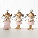 Home Collection Engel Schutzengel mit Krönchen und Herz, 3er Set Sortiert, rosa und Silber, Kunstharz, Höhe 6,5