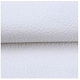 Kunstleder Stoff Lychee Textur Kunstleder Aufkleber 100x140cm Weihnachten Leder Stoff Wasserdicht Kunstleder Stoff Patch für Autositz Sofa Möbel Jacken Handtasche(Size:1x1.4M/3.3x4.6FT,Color:Weiß)
