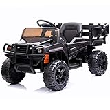 BPD Elektroauto für Kinder Elektrisches Kinderauto Farm Truck Pick-up LKW Traktor BDM0926 mit Ledersitz, Eva-Reifen (SCHWARZ)