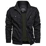 EKLENTSON Herren Arbeitsjacke Workwear Übergangsjacke Cargo Jacke mit Vielen Taschen Schwarz, XL