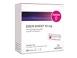 MEDICOM Eisen Direkt 14 mg + Vitamin C - 20 Sticks - Nahrungsergänzung gegen Eisenmangel & Müdigkeit – Die Alternative zu Eisentabletten • Bekannt aus Deiner APOTHEKE • Made in Germany