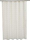 Amazon Basics Duschvorhang, Stoff, bedruckt, 180 x 200 cm, Fischgrätmuster, naturfarb