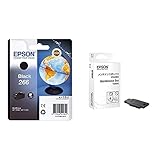 Epson Original 266 Tinte Globus, WF-100W WF-110W, wisch- und wasserfeste Pigmenttinte (schwarz) & Inkcartridge, Maintenance Workforce Box WF-100W