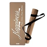 MATIFY® die personalisierbare Yogamatte 'Happiness' aus Kork und Naturkautschuk / Design Weiß / 100% nachhaltig & schadstofffrei / natürliche & rutschfeste Gymnastikmatte / 1850 x 660 x 4