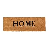 Relaxdays Fußmatte schmal HOME aus Kokos Gummi PVC rutschfest als Fußabtreter als Schmutzfangmatte für Balkon, Terrasse, Flur HBT: ca. 1,5 x 75 x 25 cm,