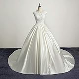 KIKIRon Hochzeitskleid für Damen Frauen-Brautkleid-Spitze mit Langen Ärmeln A Line Brautkleid Elegantes Kleid Hochzeitskleid for Hochzeit Brautkleid aus Spitze (Farbe : White, Size : 24w)