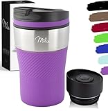 Milu Thermobecher Isolierbecher Kaffeebecher to go - 210ml 100% Auslaufsicher - Trinkbecher aus Edelstahl - Autobecher doppelwand Isolierung - Thermo Becher - Travel Mug (Violett)