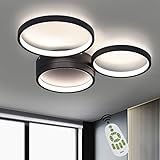 ZMH Deckenlampe LED dimmbar Wohnzimmerlampe Deckenleuchte Schlafzimmer Schwarz 38W Modern Ring Design Deckenbeleuchtung farbwechsel mit Fernbedienung Kinderzimmerlampe Bürolampe Küchenlamp