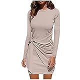 GFGHH Strickkleider Damen Pulloverkleid Elegante Pullover Rundkragen Winterkleid Casual Langarm Minikleid Strickkleider Tunika Kleid Sweater Strickkleid Rollkragen Elastizität Feinstrick Pullik