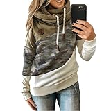 BDCUYAHSKL Herbst Und Winter Neue Damenbekleidung NäHen Mit Kapuze Fleece Lose Pullover Damen M