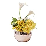 Kunstblumen Gefälschte Blume Calla Lily Wohnzimmer Couchtisch Esstisch Floral Künstliche Hortensie Bonsai, Geeignet für Hochzeit Schlafzimmer Büroschmuck Elegante Dekoration ( Color : Yellow )