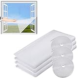 3er Pack Fenstergitter Moskitonetze,Moskitonetz für Windows，DIY Fliegengitter Mesh Bugs Bee Protector (1,3m x 1,5m) mit 3 Rollen Haken Klebeband,für mehrere Fenster geeig