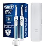 Oral-B Smart Expert Elektrische Zahnbürste/Electric Toothbrush, Doppelpack mit 2 Aufsteckbürsten, 5 Putzmodi für Zahnpflege & Bluetooth-App, Reiseetui, Geschenk für Sie/Ihn, b