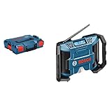 Bosch Professional 12V System Akku Baustellenradio GPB 12V-10 (3,5mm AUX Kabel, FM/AM, MP3, mit Netzteil, ohne Akkus und Ladegerät, in L-Boxx)