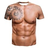 Starall 3D Muskel T-Shirt, Muskel Tattoo Print T-Shirt Männer Kurzarm 3D Digitaldruck T-S