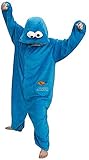 SMITHROAD Jumpsuit Tier Karton Fasching Halloween Kostüm Sleepsuit Cosplay Fleece-Overall Pyjama Schlafanzug Erwachsene Unisex Nachtwäsche, Blau, XL