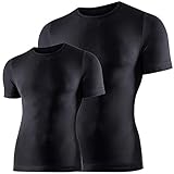 BRUBECK 2er Set Kurzarm Funktionsshirt atmungsaktiv Männer | Sportshirt | Base Layer Short Sleeve | Kurzarmshirt | T-Shirt mit kurzen Ärmeln | 41% Merinowolle | Gr. XXL | Schwarz | SS11030