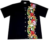 Hawaiihemd/Hawaii Hemd „Tropical Birds“ / 100% Baumwolle/Größe S – 6XL / schwarz/Blüten/Vögel/Tuk