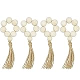 Serviettenring 4 stücke Handgemachte natürliche hölzerne Perle Serviette Ringe Halter für Hochzeiten Party Wohnkultur Tisch Dinner Dekoration (Color : Style A, Size : Kostenlos)