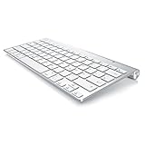 CSL - Bluetooth Tastatur im Mac Style - Kabelloses Keyboard - Multimediatasten - QWERTZ-Layout - für iOS Android Windows - kompatibel mit PC Notebook Mac MacBook Pro Smartphone Tablet - Silb