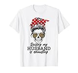 Messy Bun Skull Leopard Raising My Husband is Exhausting T-S